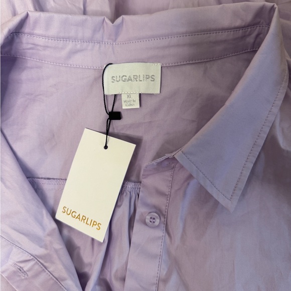 NWT sugar lips purple lavender levy button down shift dress - Picture 8 of 9